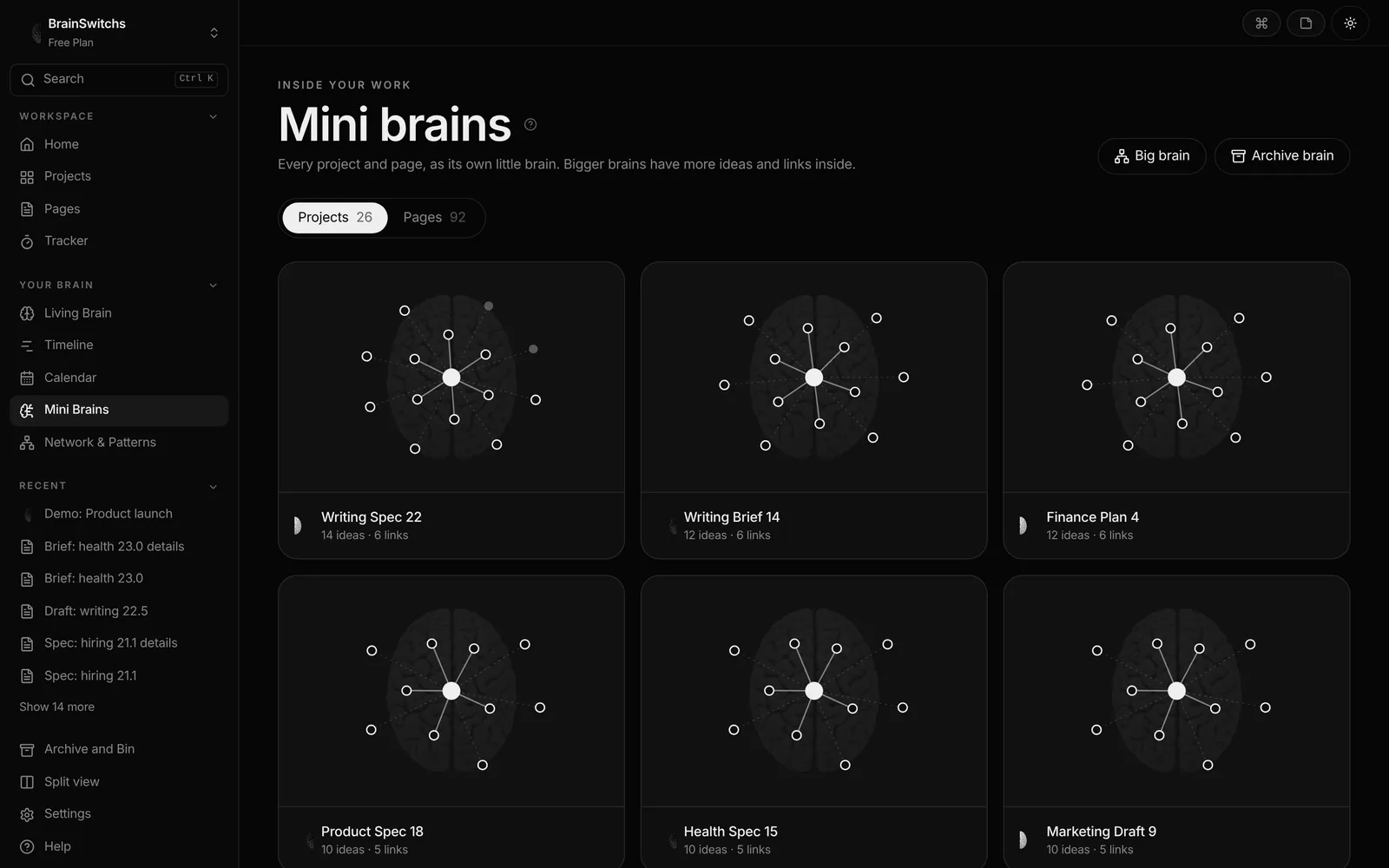 Mini brains for each project