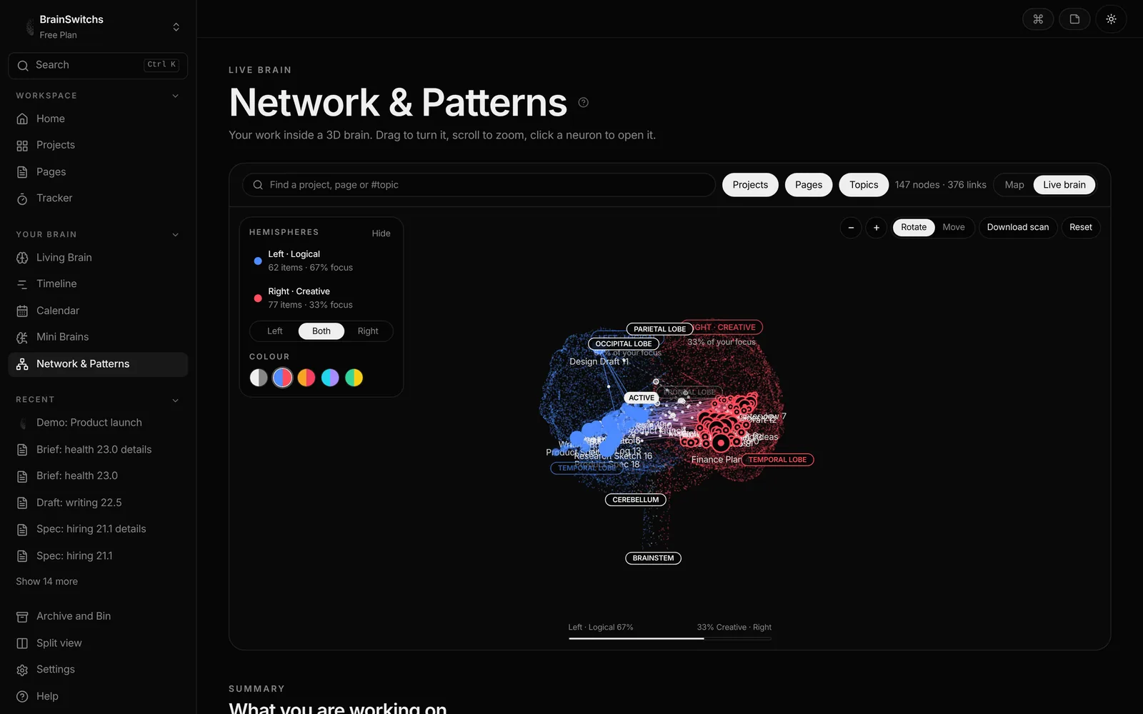 The Live brain inside BrainSwitchs